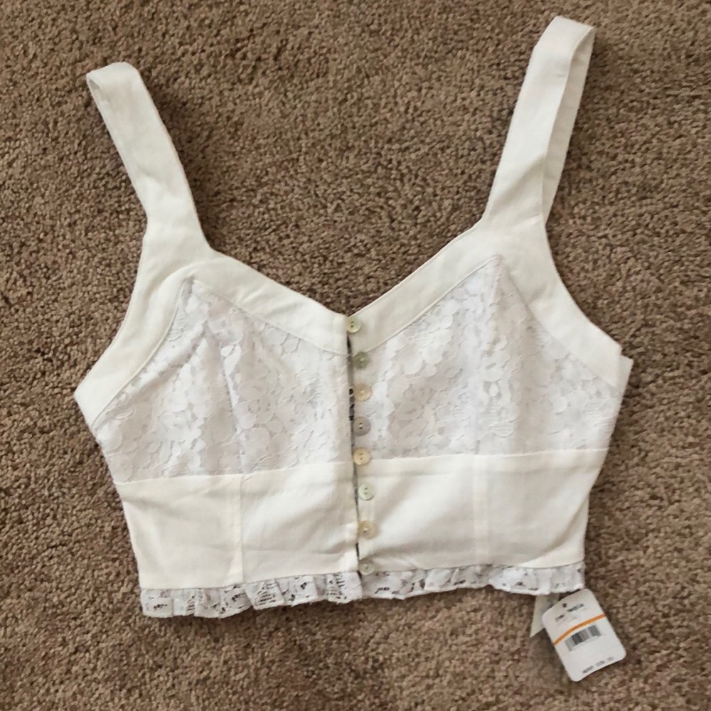 White lace Free People crop top